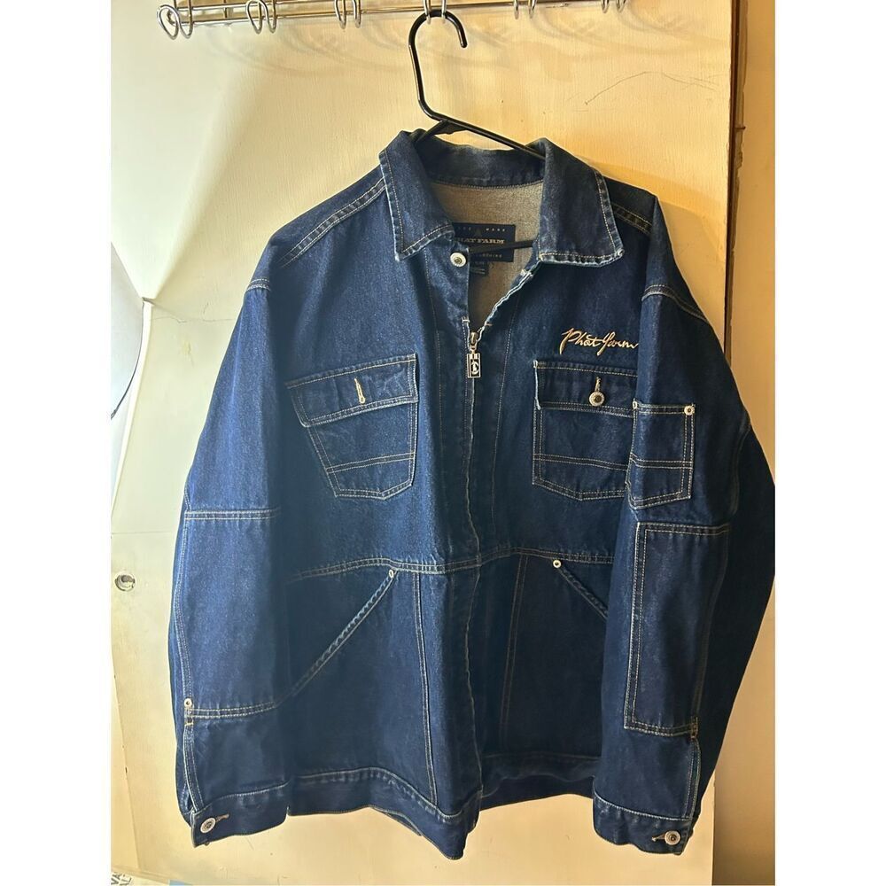 Phat Farm denim jean zipper jacket‎ xl (Hong Kong) rn#99577